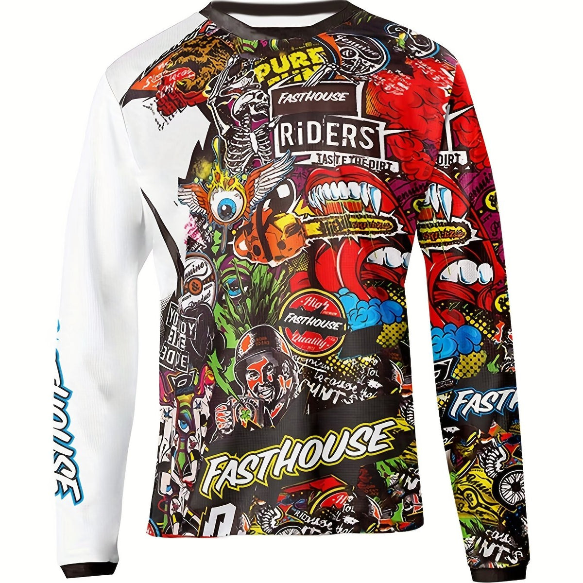 Men's Cycling Jersey with Graffiti Print Long Sleeve Shirt