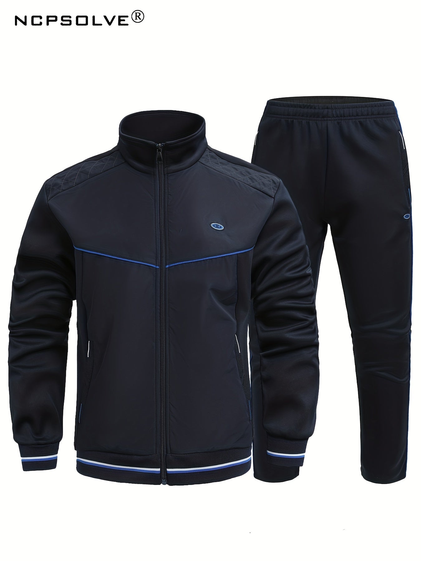 Men's Stand Collar Sports Jacket & Comfy Pants Set for Fall Winter