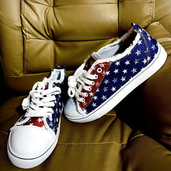 Women's Star Pattern Canvas Shoes Casual Lace Up Low Top Lightweight Shoes