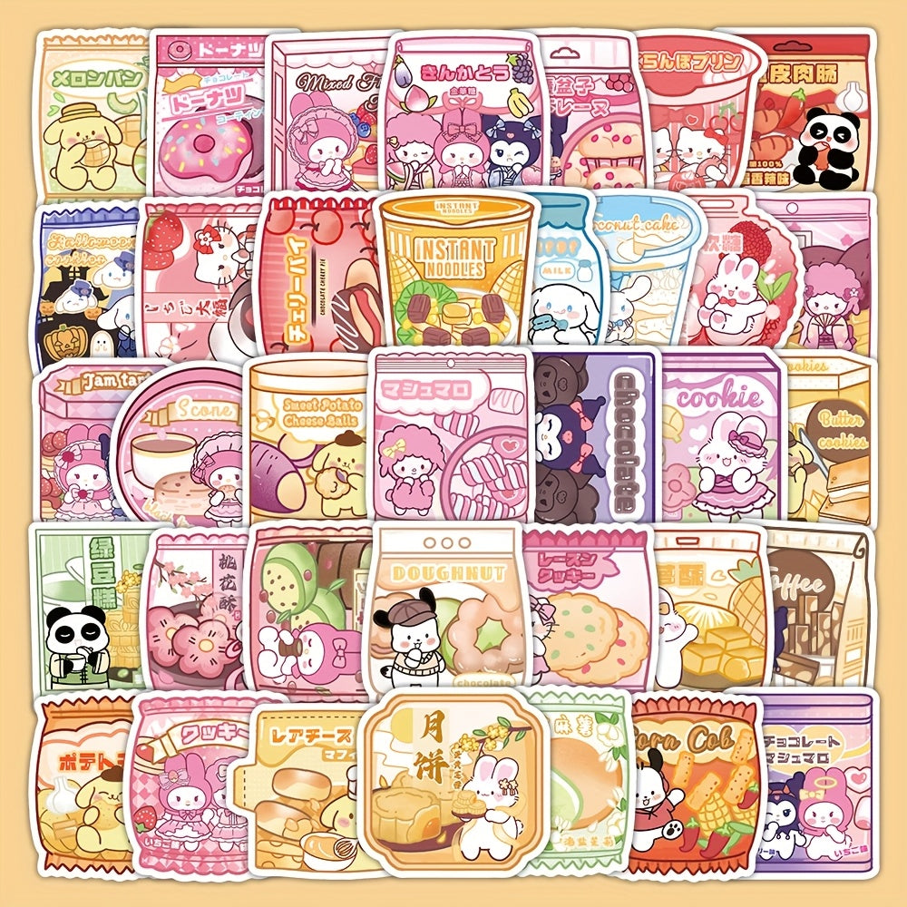 51pcs Cartoon Snack Pack Stickers Waterproof Vinyl Self Adhesive Irre