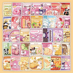 51pcs Cartoon Snack Pack Stickers Waterproof Vinyl Self Adhesive Irre