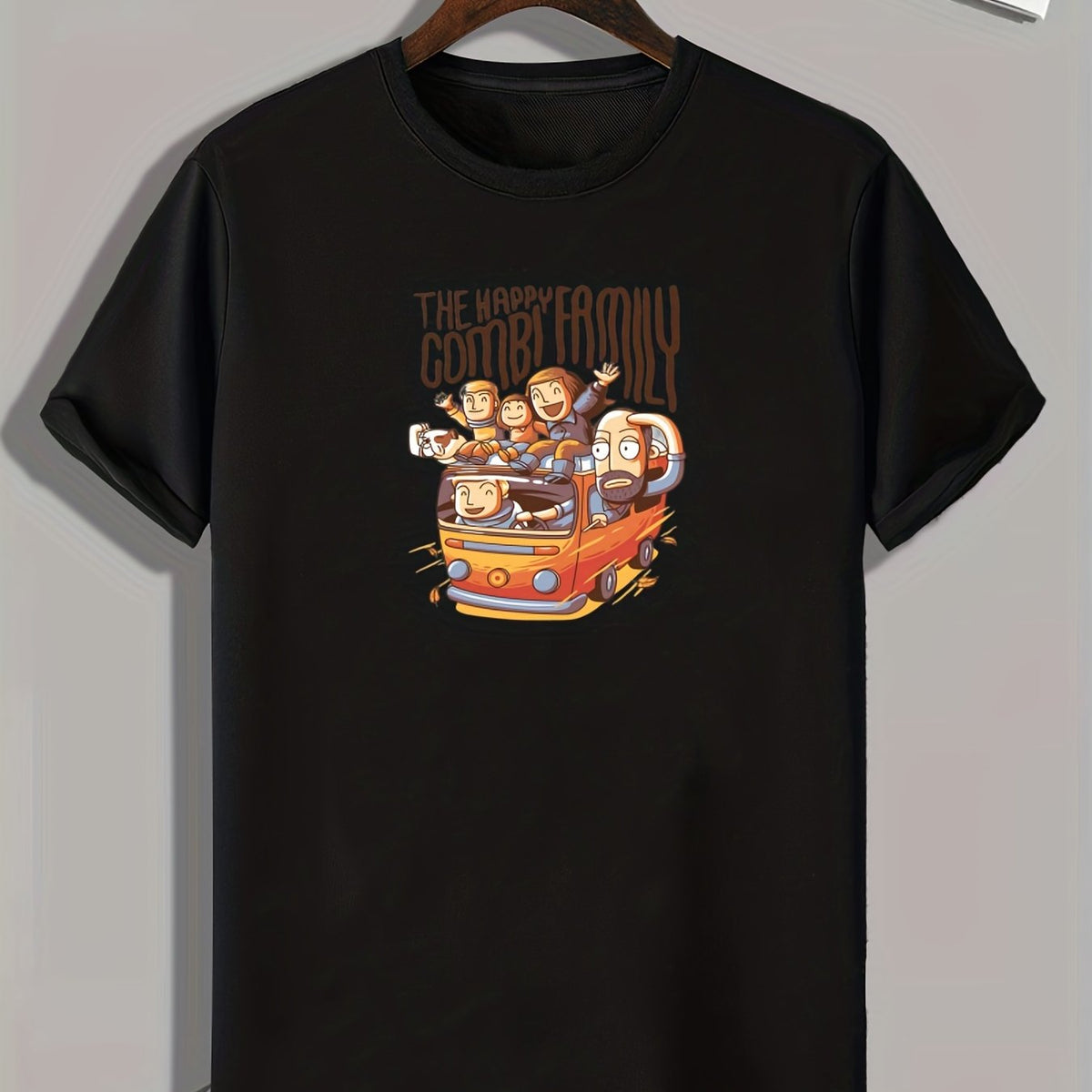 Happy Family Print Men's Comfy T shirt for Outdoor Summer