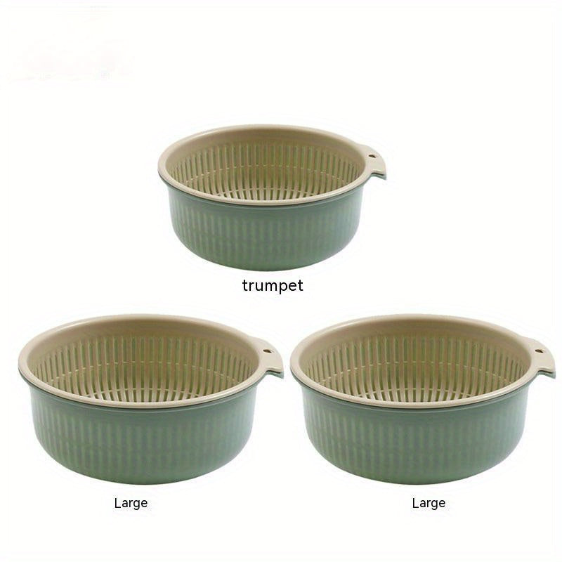 3pcs Reusable Double Layer Drain Basket for Vegetables and Fruits Colander