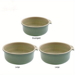 3pcs Reusable Double Layer Drain Basket for Vegetables and Fruits Colander