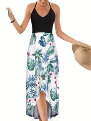 Floral Sleeveless Backless V-Neck Dress