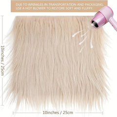 Faux Fur Square Fabric Plush Scarf Patch DIY Fabric 9.8in