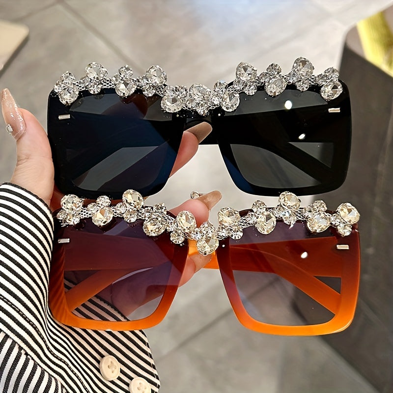 Y2K Square Sunglasses Rhinestone Costume Party Glasses UV400