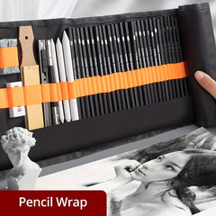 Sketch Pencils Set with Canvas Wrap Bag Drawing Art Supplies