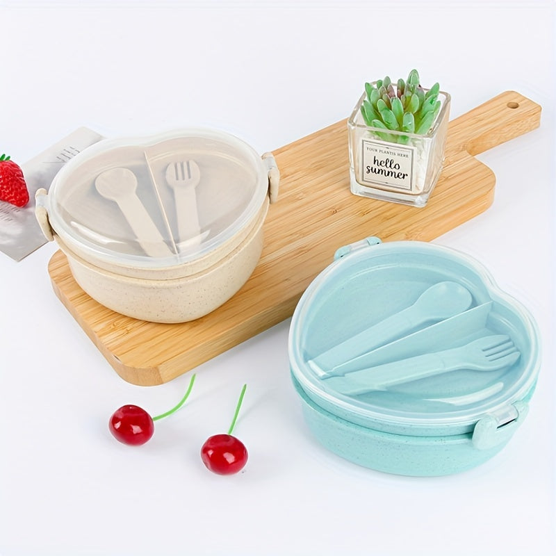 1pc Leak Proof 1000ml Lunchbox With Cutlery BPA Free Microwave Safe