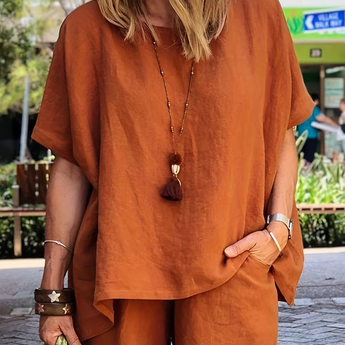  Solid Tee & Shorts Set