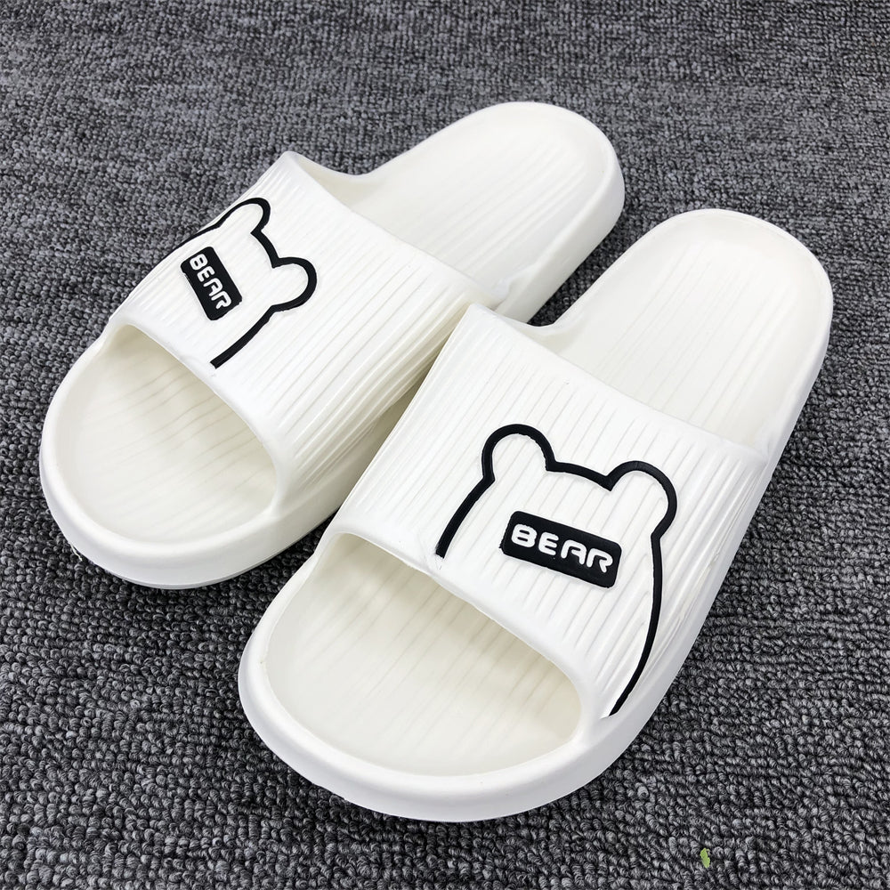 Men's Cartoon Bear Cloud Slides Pillow Slippers Lightweight Non Slip Shoes