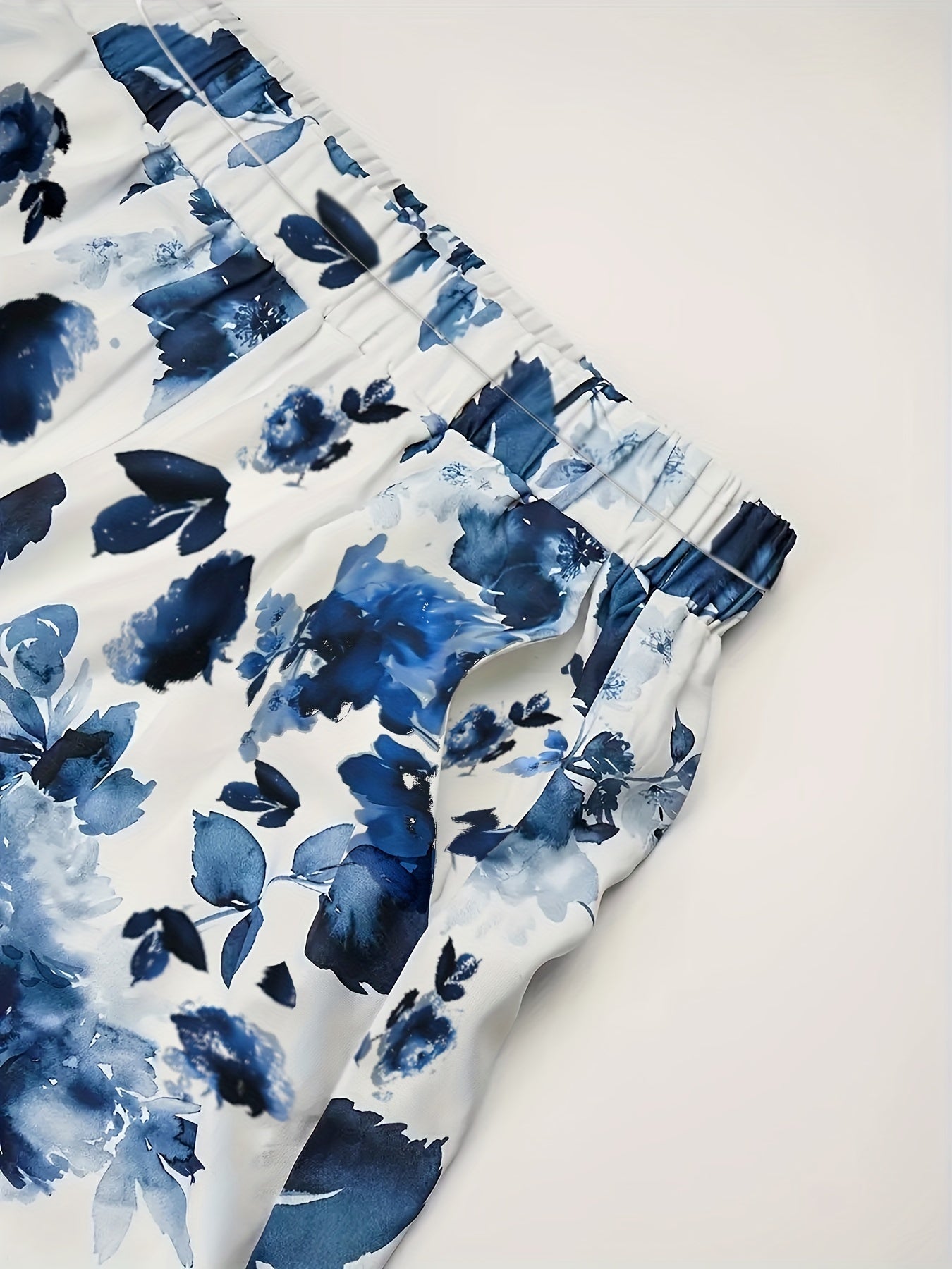  Tie Dye Floral Print High Rise Pants With Pockets