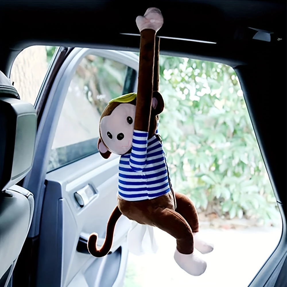 Monkey Plush Tissue Holder Hanging Pouch Cartoon Animals Paper Storage