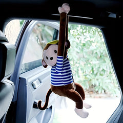 Monkey Plush Tissue Holder Hanging Pouch Cartoon Animals Paper Storage