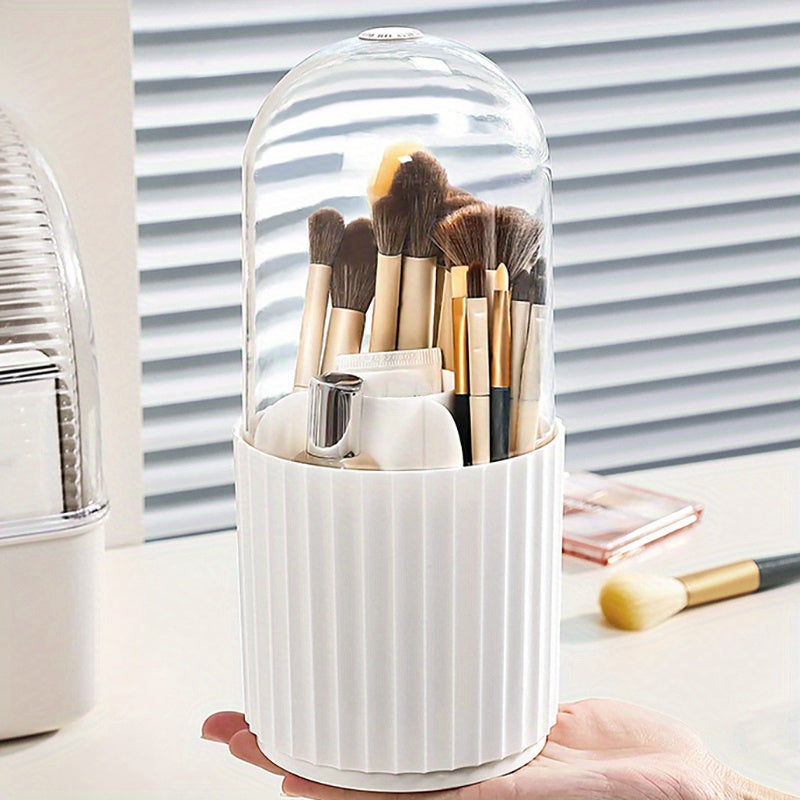 360 Degree Makeup Brush Storage Box PET PP Dustproof Vanity Lipstick Shelf