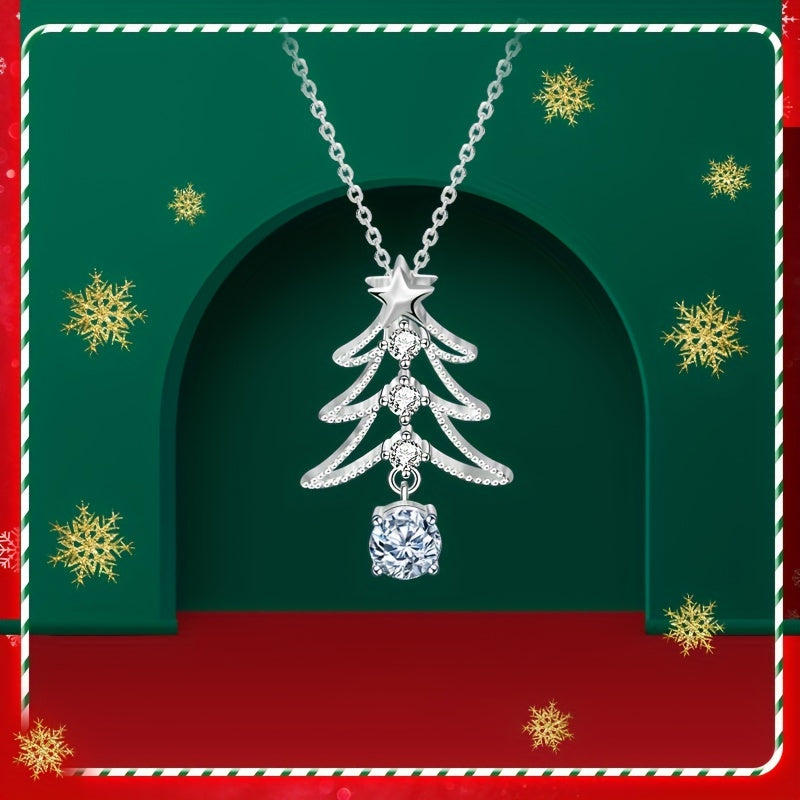Christmas Gift Tree Pendant Necklace 925 Sterling Silver