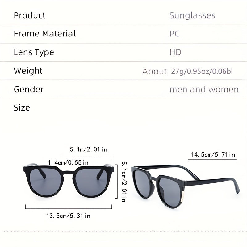 Round Sunglasses Gradient Metal Decor Sun Shades UV400