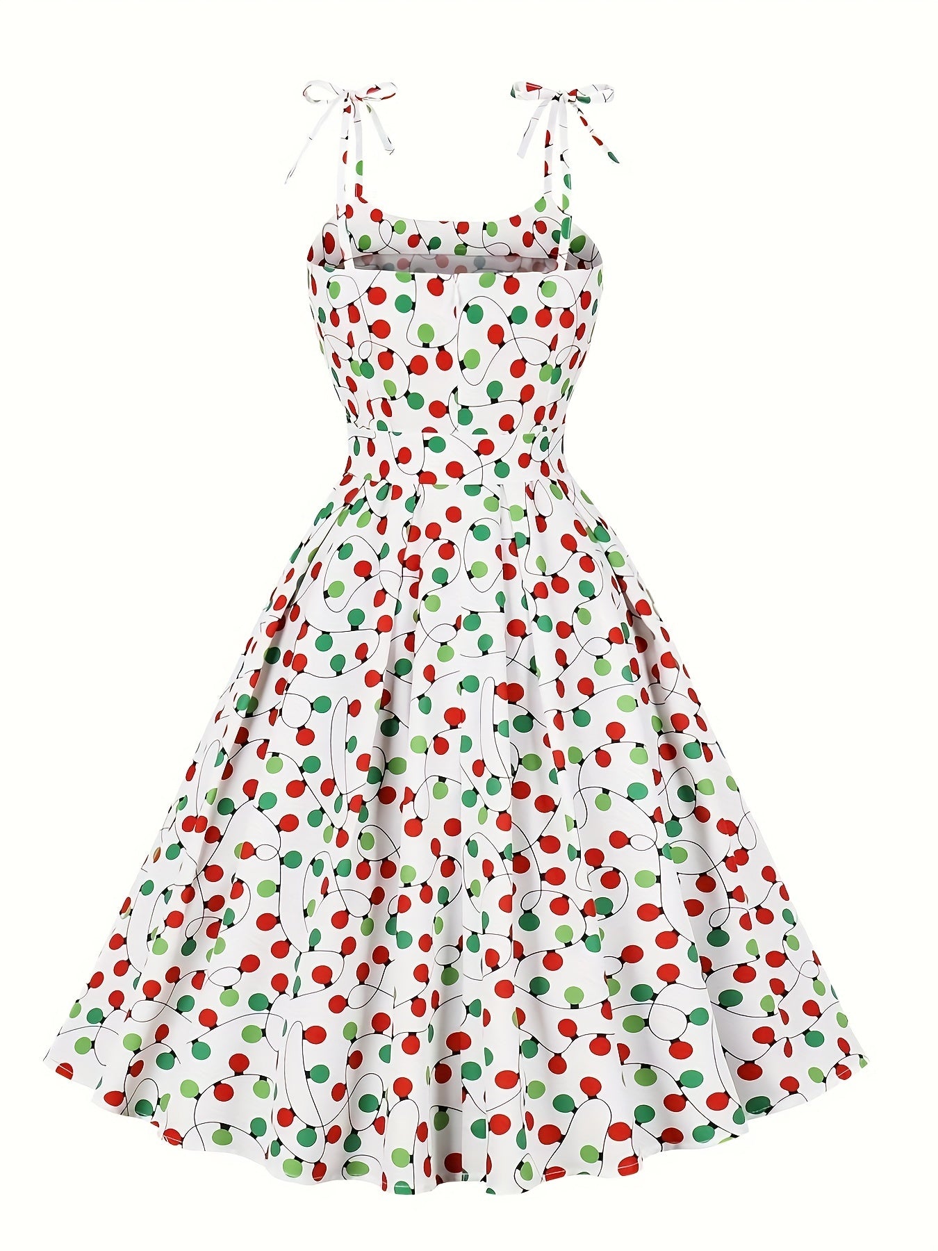  Boho Balloon Print Tie Cami Dress