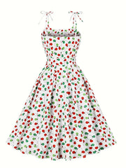  Boho Balloon Print Tie Cami Dress