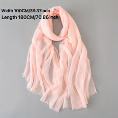 Vintage Solid Gauze Scarf Tassel Headwrap Women Turban Hijab