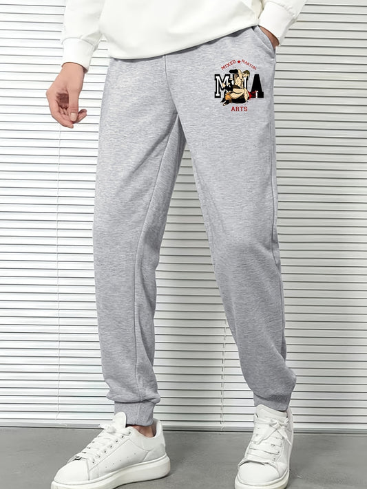 Cartoon Print Men's Sweatpants Casual Solid Drawstring Sweatpants
