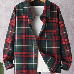 Boy's Plaid Long Sleeve Shirt Casual Slightly Stretch Breathable Button Up Shirt