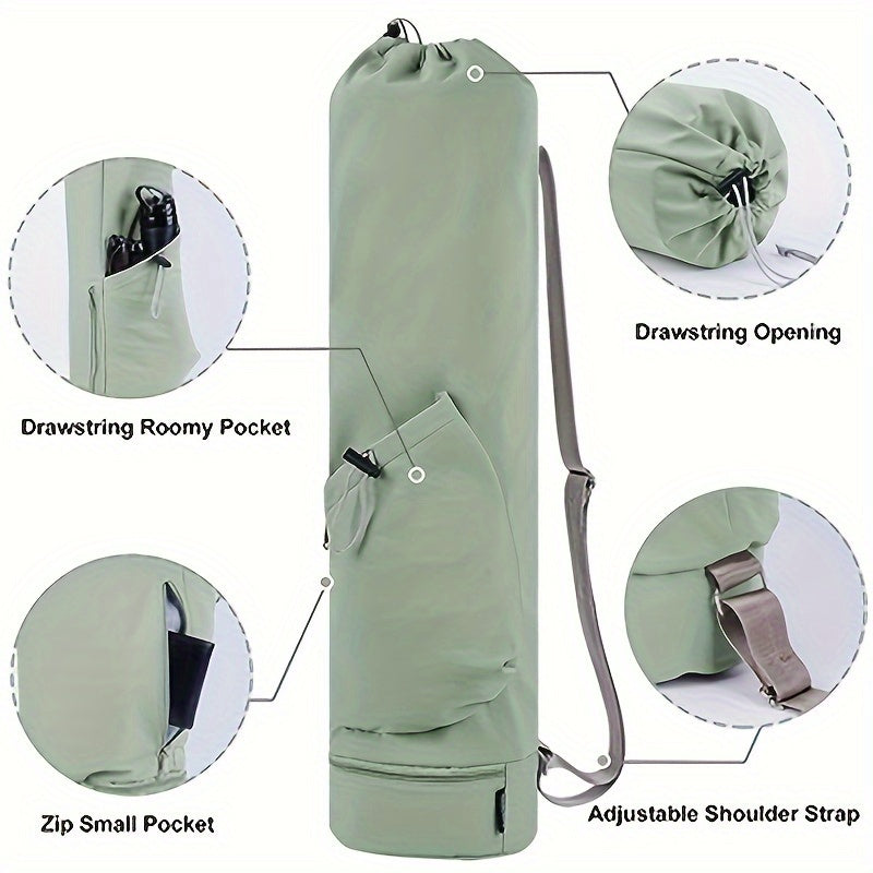 Sports Yoga Mat Storage Bag With Water Bottle Pocket & Bottom Bag