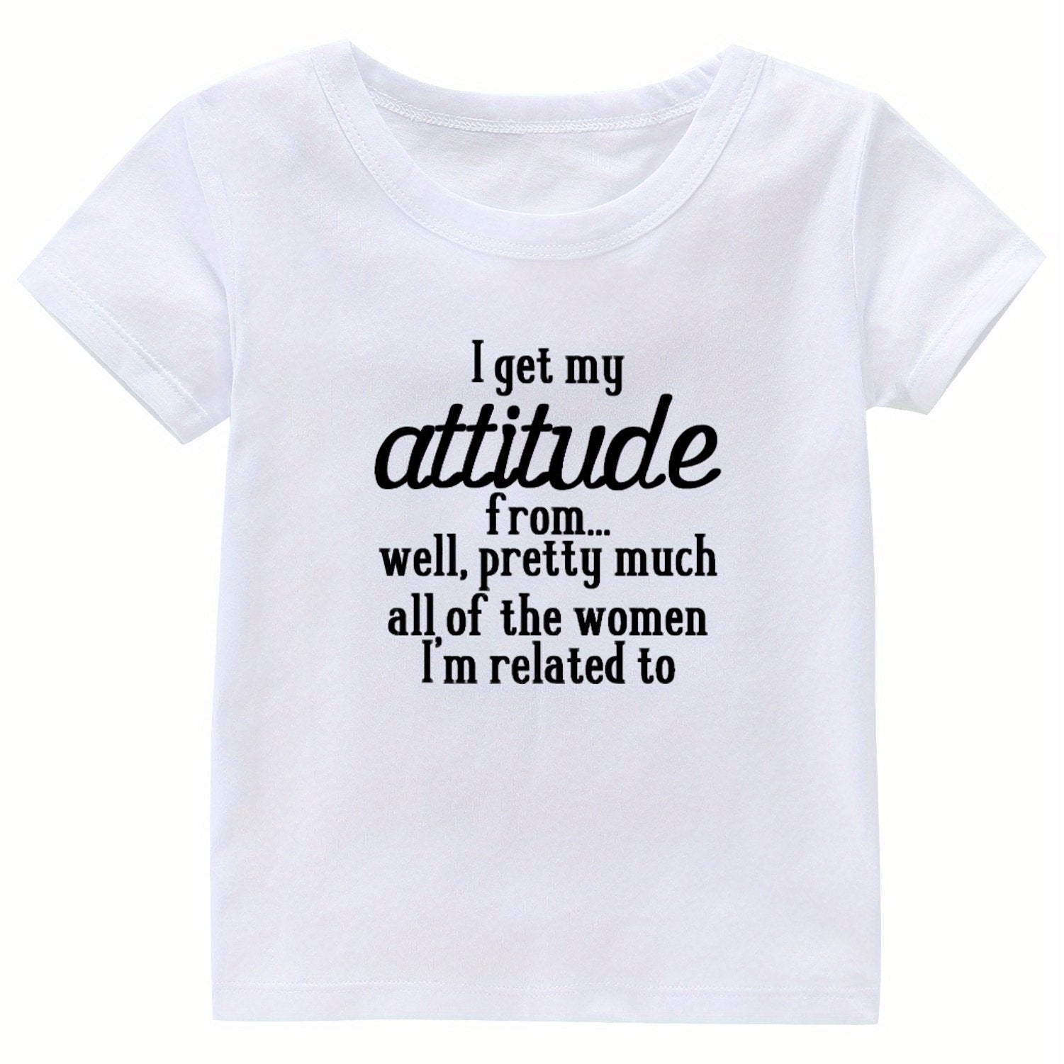 Attitude Print Girl's Cotton T shirt Casual Tee For Summer