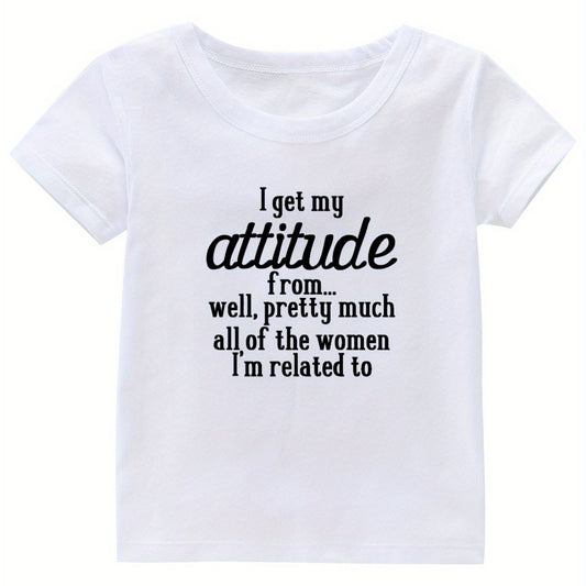 Attitude Print Girl's Cotton T shirt Casual Tee For Summer