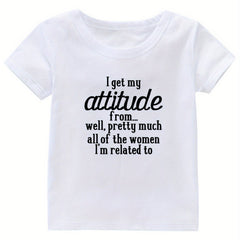 Attitude Print Girl's Cotton T shirt Casual Tee For Summer