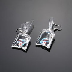 Goldfish Water Bag Drop Earrings Ocean Animal Pendant