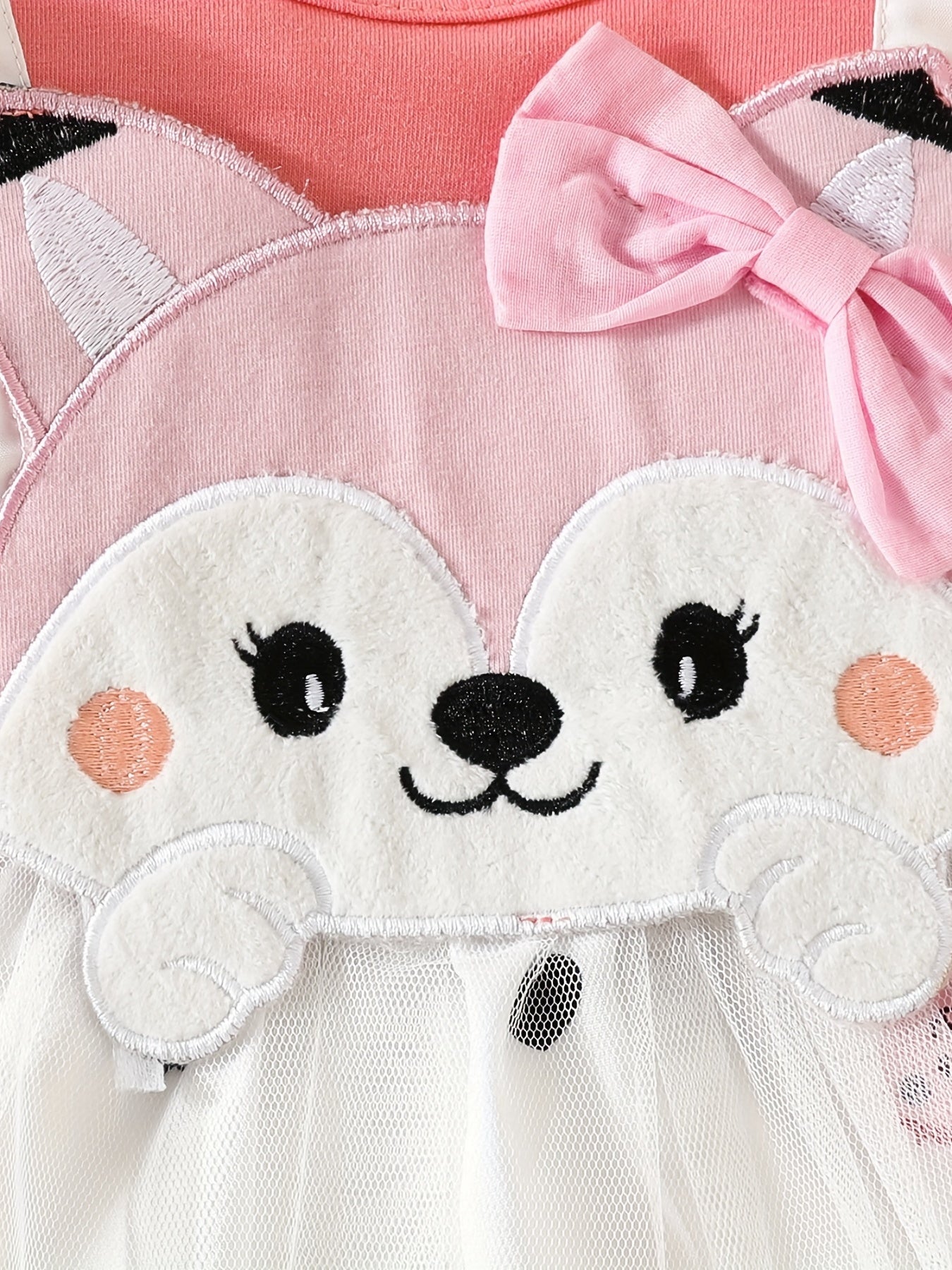 2pcs Baby Girls Fox Graphic Long Sleeve Dress & Headband Bundle