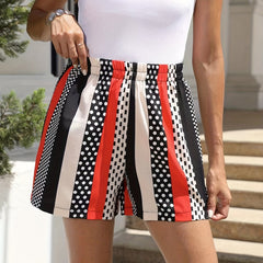 Colorblock Stripe & Geometric Print Shorts for Women