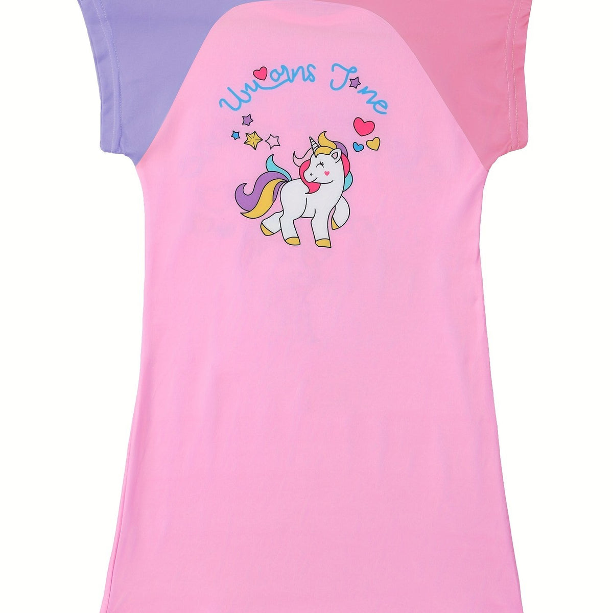 Girls Unicorn Graphic Nightdress Comfortable Casual Nightgown Summer Clothes