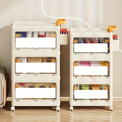 1pc Collapsible 2 3 Tier Plastic Storage Bins With Wheels Stackable