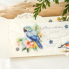 30pcs Flying Bird & Flower PET Ink Sticker Pack for Journal Decoration