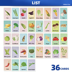 36 Vocabulary Cards Vegetable & Alphabet Word Matching Learning Set