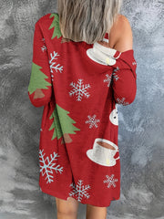  Christmas Graphic Print Cardigan