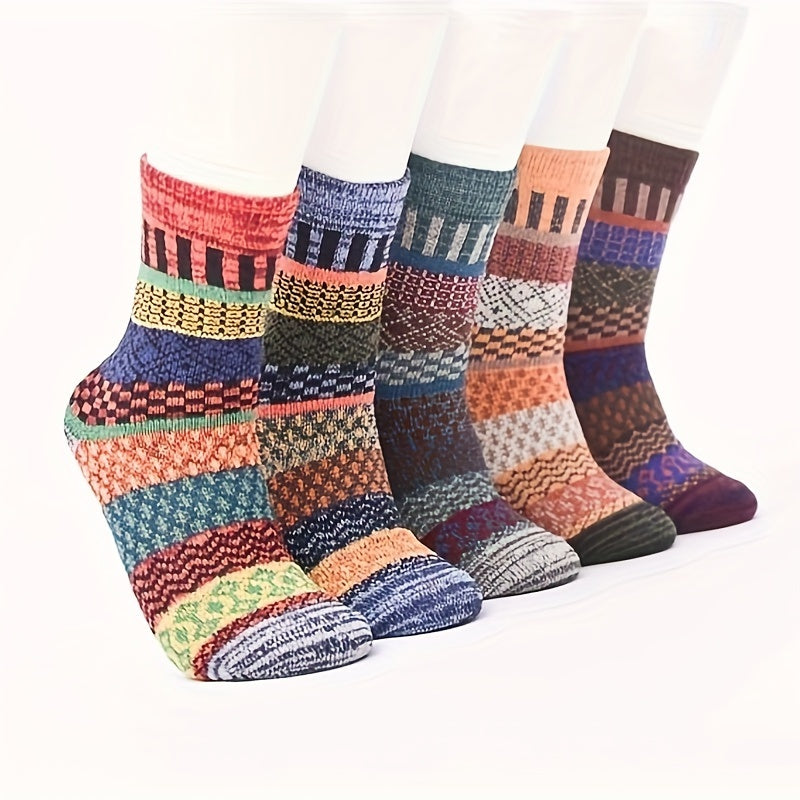 5 Pairs Winter Warm Socks Casual Knit Socks Outdoor Socks Thick Warm Socks