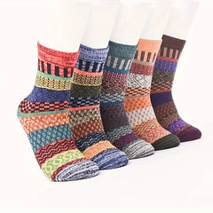 5 Pairs Winter Warm Socks Casual Knit Socks Outdoor Socks Thick Warm Socks