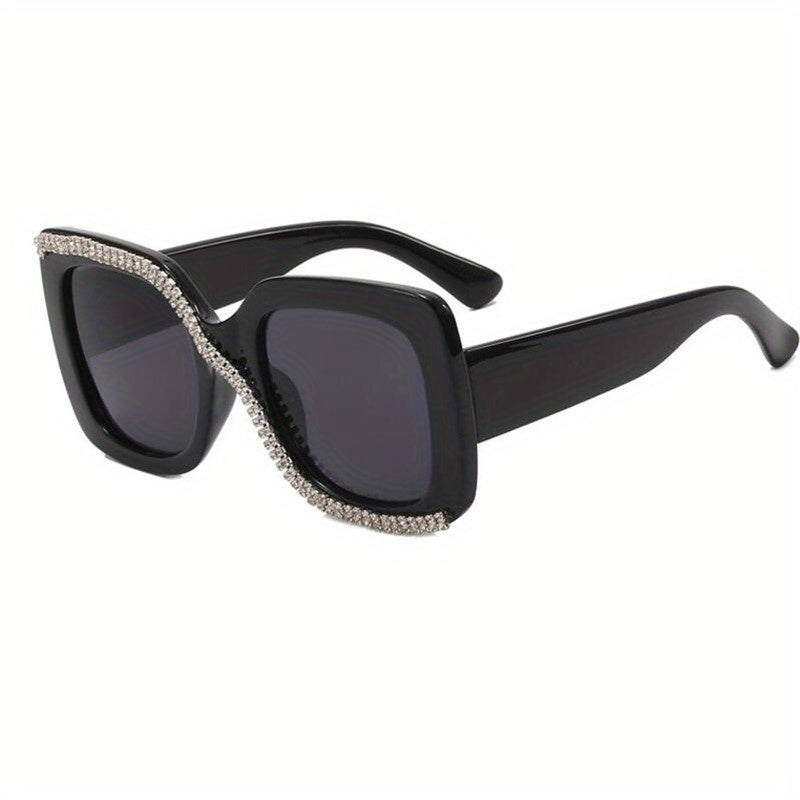 Large Square Sunglasses Rhinestone UV400 Sun Shades Glasses
