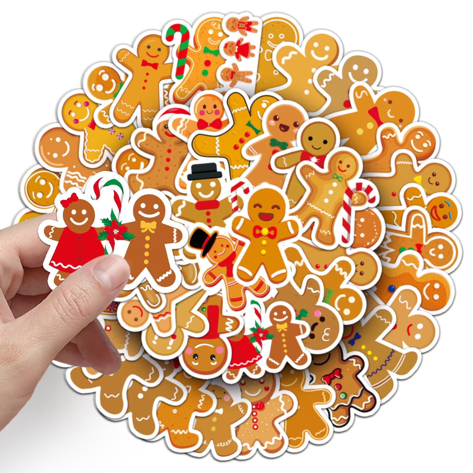 50pcs Gingerbread Christmas Stickers for DIY Crafts