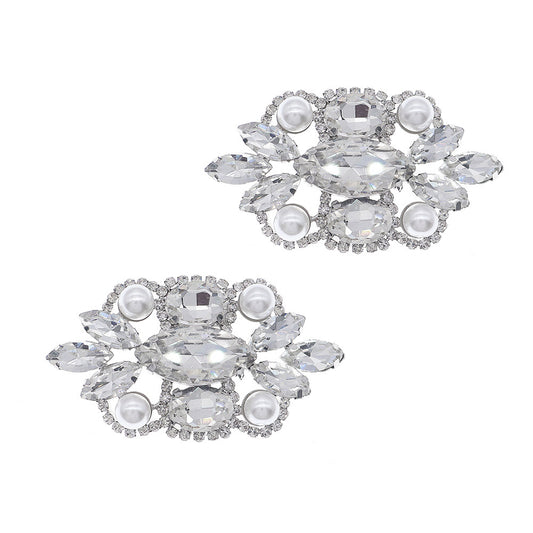 Crystal Shoe Buckles Women Faux Pearl Shoe Clips DIY Craft Decoration