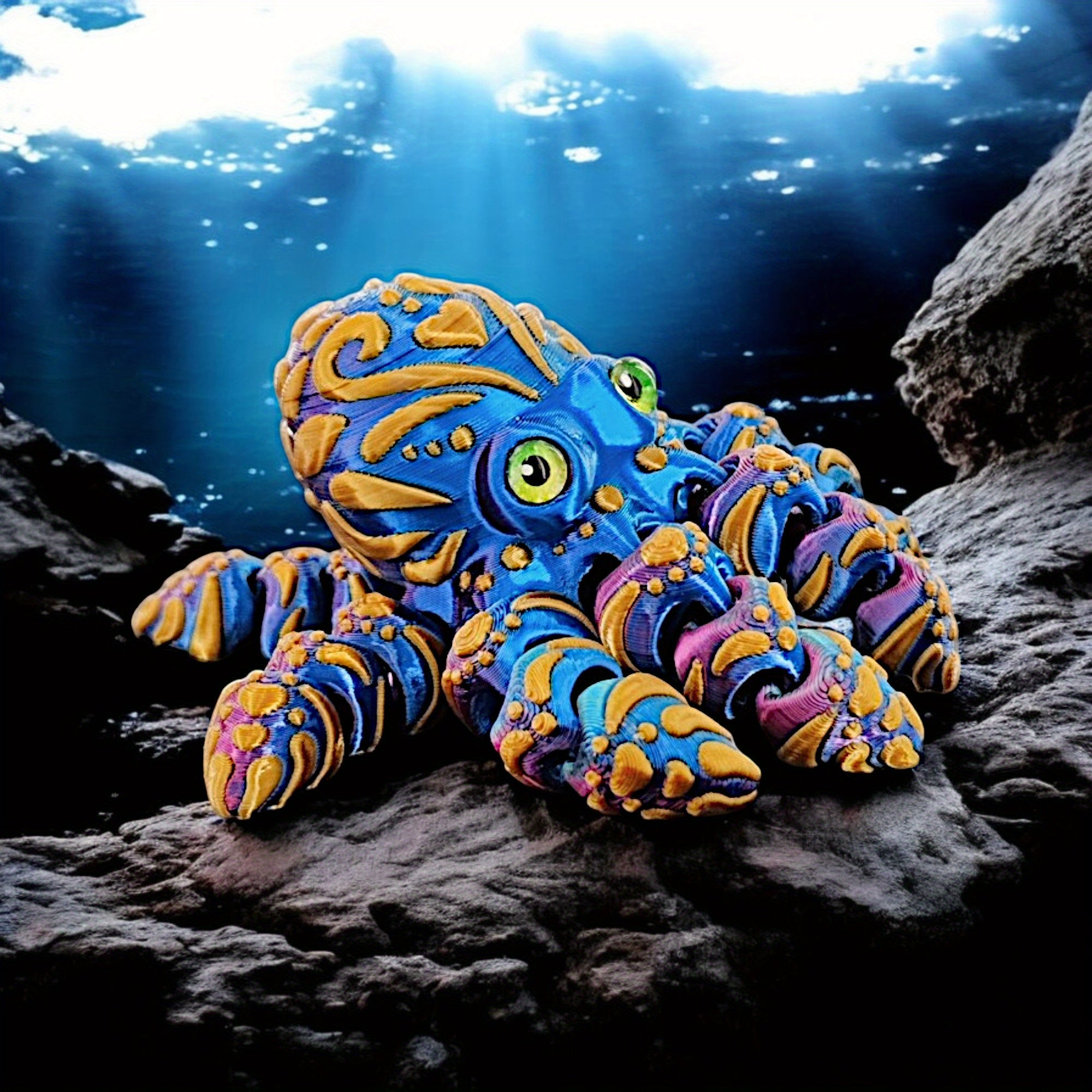 3D Printed Octopus Decor Vibrant ABS Mini Statue for Home Office