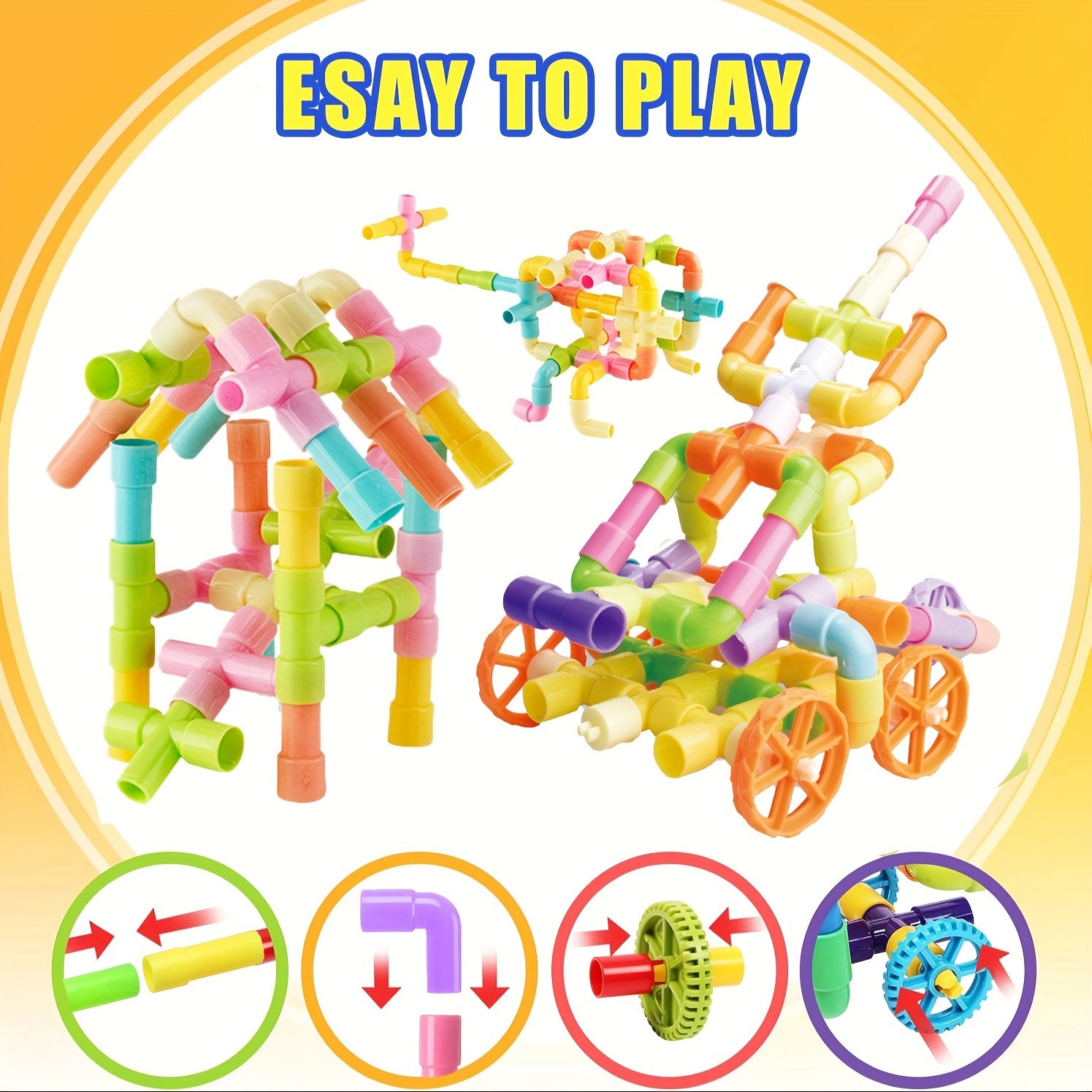 Pipe Tube Building Blocks Set Educational Construction Toy
