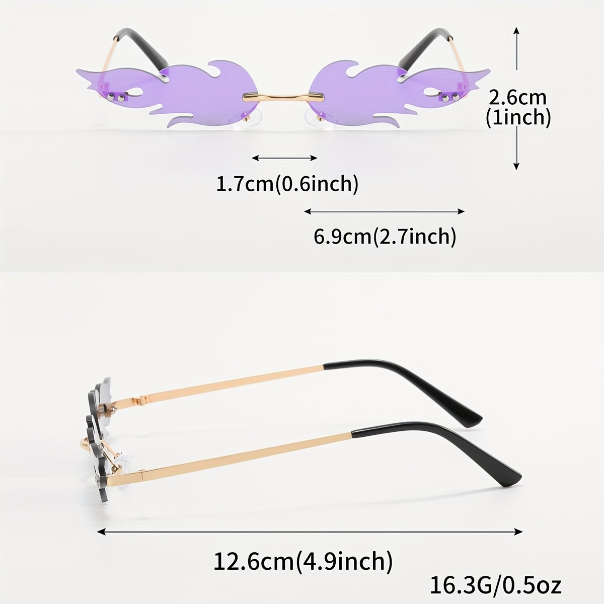 3 Pairs Fire Shaped Flame Sunglasses for Party Prom