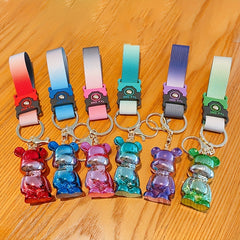 Gradient Bear Denim Keychain Key Bag Pendant For Men