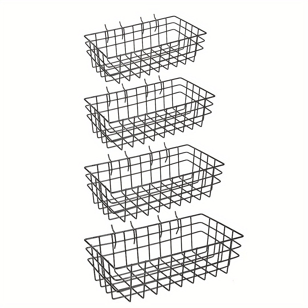 4pcs Pegboard Hanging Baskets - Variety of Sizes - Wire Shelf Attachments