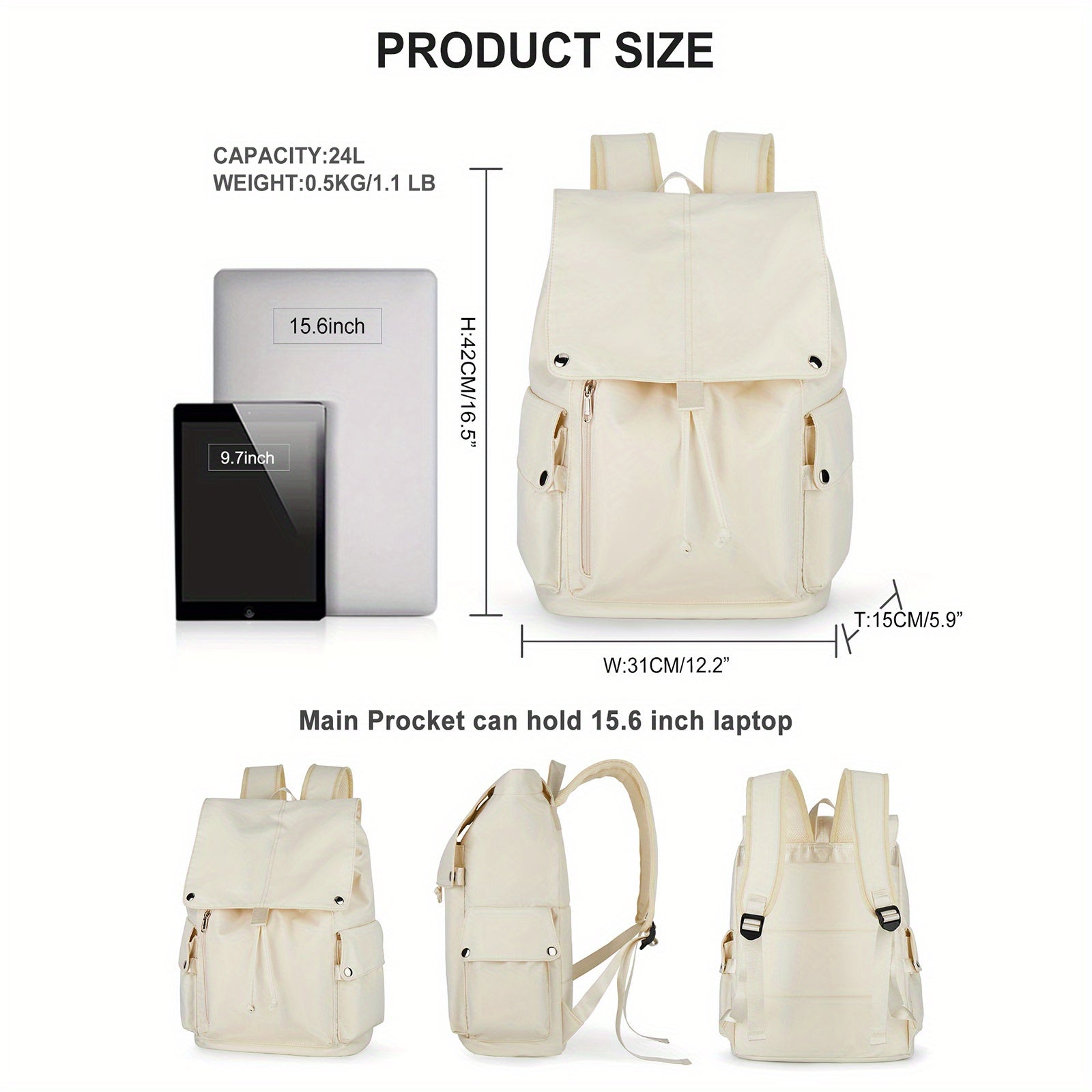 Large Capacity Preppy Backpack Anti Theft Back To School Bag Casual Travel Daypa