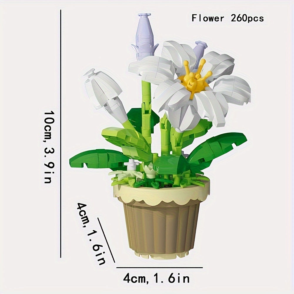 Artificial Flower Model Building Blocks Flower Pot Assembly Building Blocks Toys